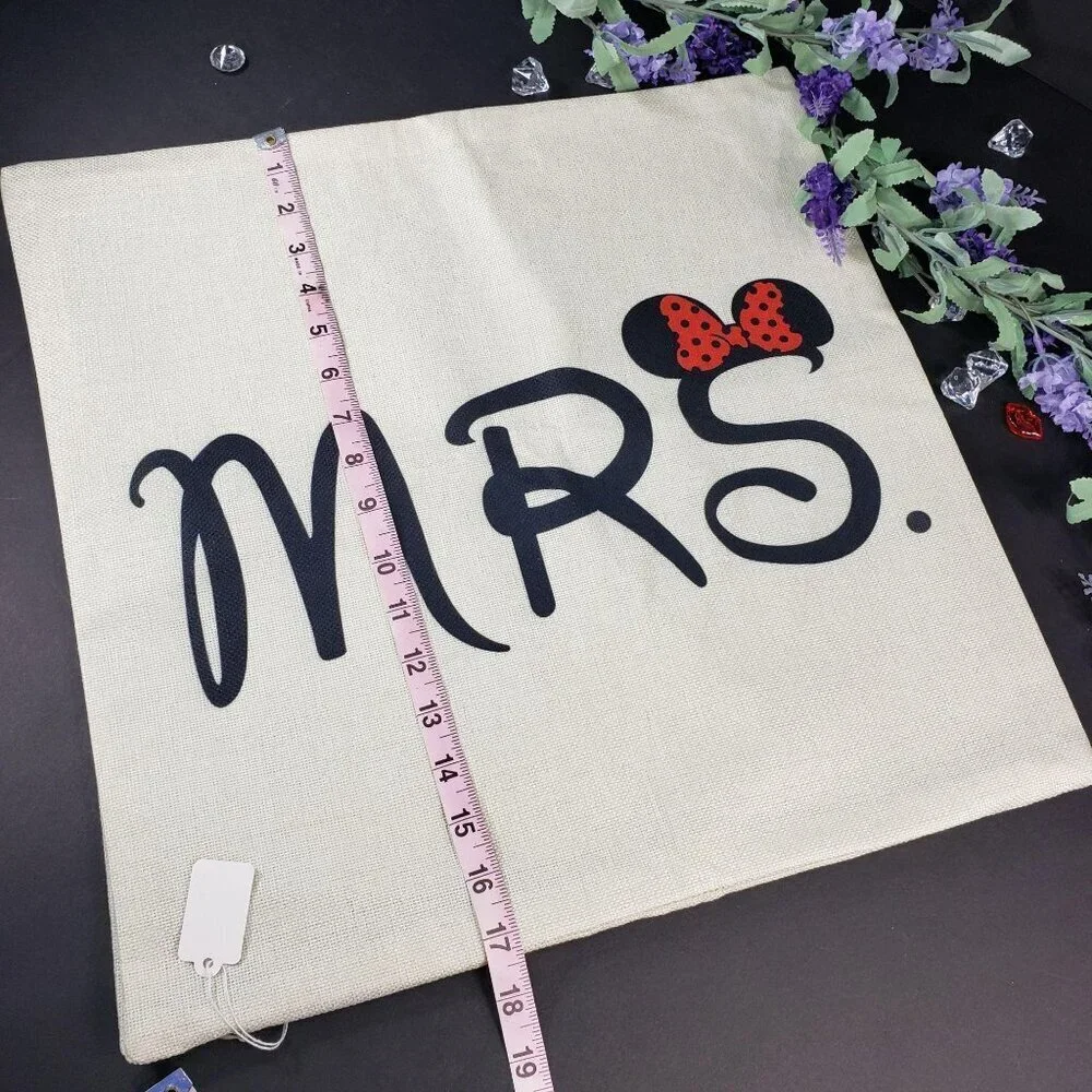MRS Minnie Mouse Ears Sham Pillowcase Throw Accent Cushion Cover Home Decor